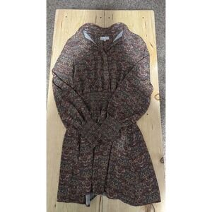 Koko + Mason Womens Medium Boho Floral Smocked Waist Long Sleeve Mini Dress